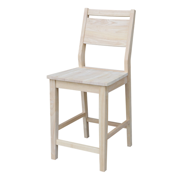 International Concepts Aspen Counter Height Panel Stool, 24" Seat Height, Unfinished S-32